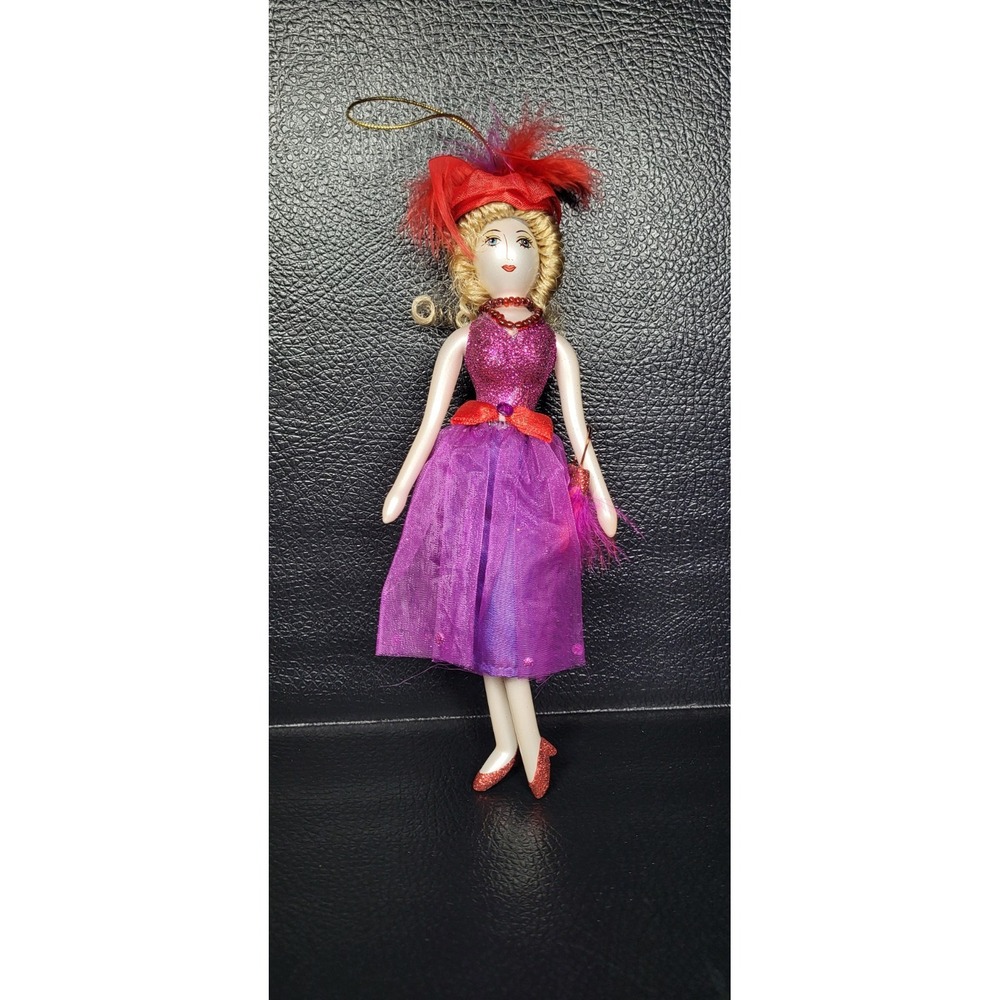 Soffieria De Carlini Elegant Shopper Lady Vtg Italian Glass Ornament Purple Red